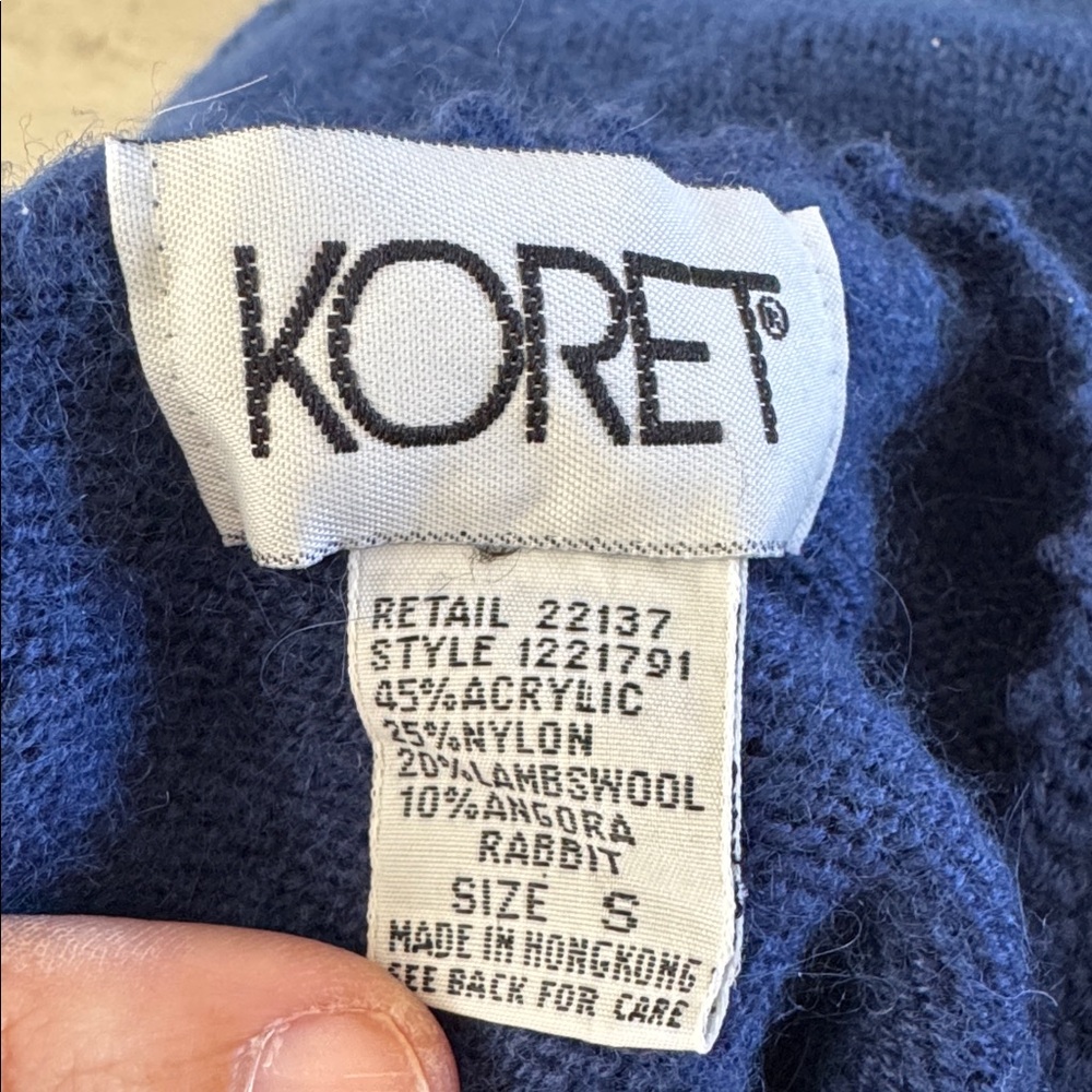 Vintage Sweater Vest Womens Small Koret Embroidered Boho Wool Angora Blue - Picture 8 of 8